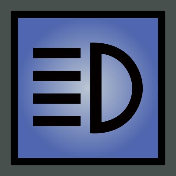 Blue illuminated dashboard square containing a black lamp shape with horizontal bars to its left.