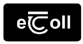 Black rectangular sign bearing a white stylized eToll logo.