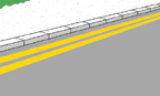 Two parallel yellow lines beside a kerb.