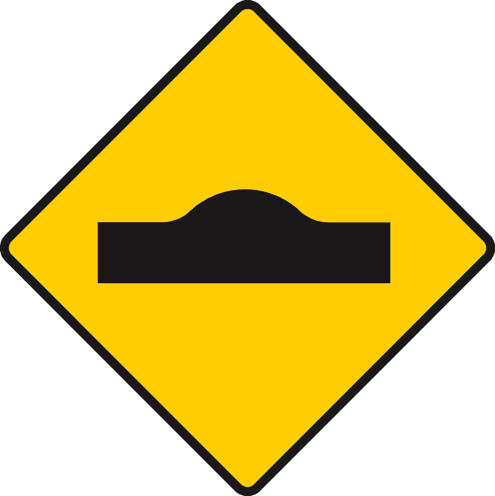 Yellow diamond containing a horizontal black shape with one rounded hump.