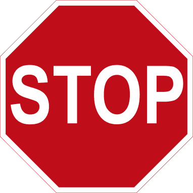 Red octagonal sign with a white border and large white STOP text.